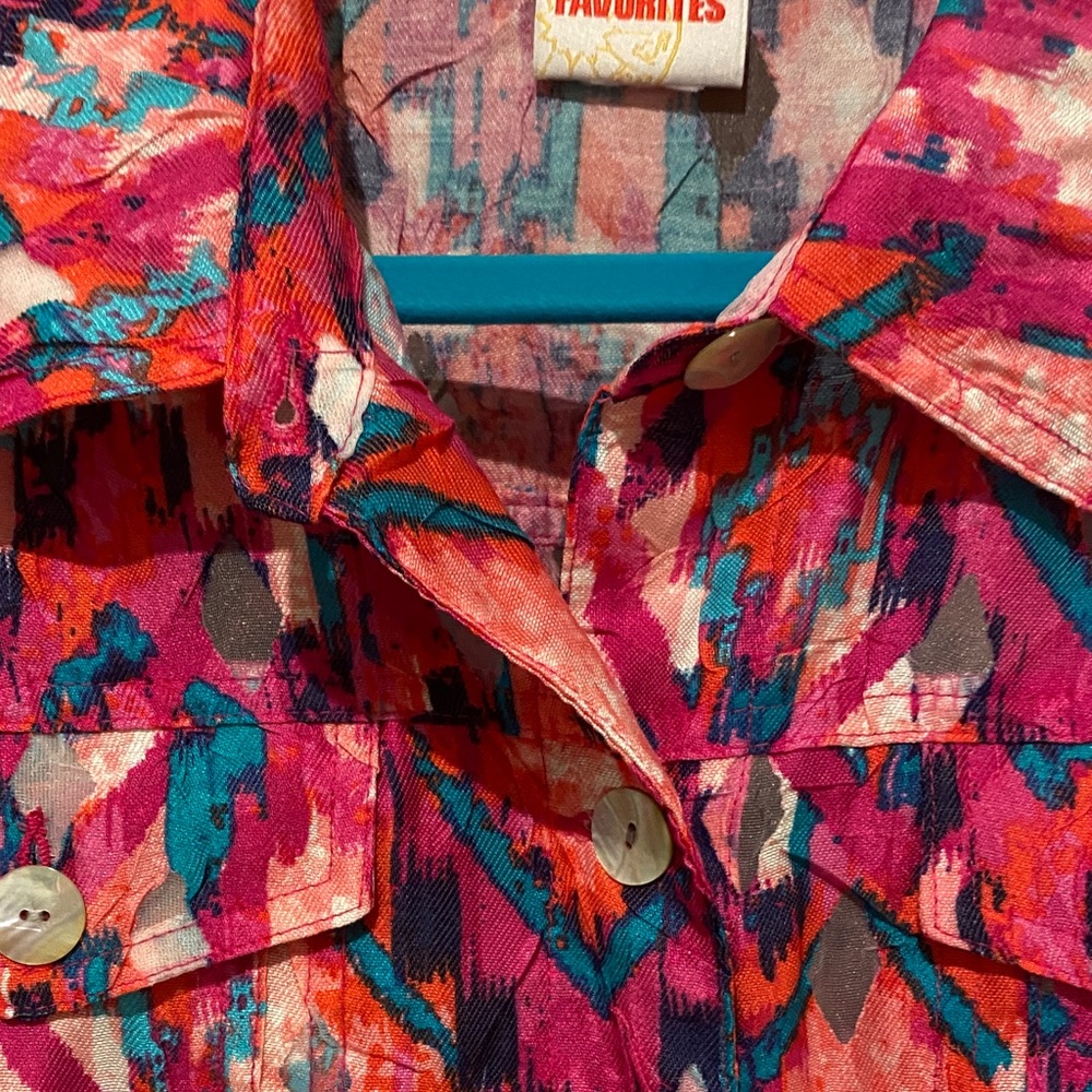 Ruby Rd. Pink and Blue Abstract Jacket - Picture 4 of 6